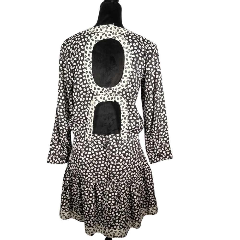 Current/Elliott Ruffle Dress Black White Print Cut Out Back Flirty Polka Dot - Picture 16 of 16